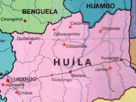 Mapa da Huila cuja capital foi abalada por um sismo - DR