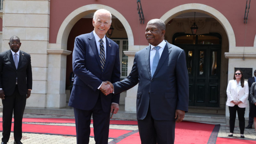 Presidentes Joe Biden e João Lourenço no Palácio da Cidade Alta em Luanda