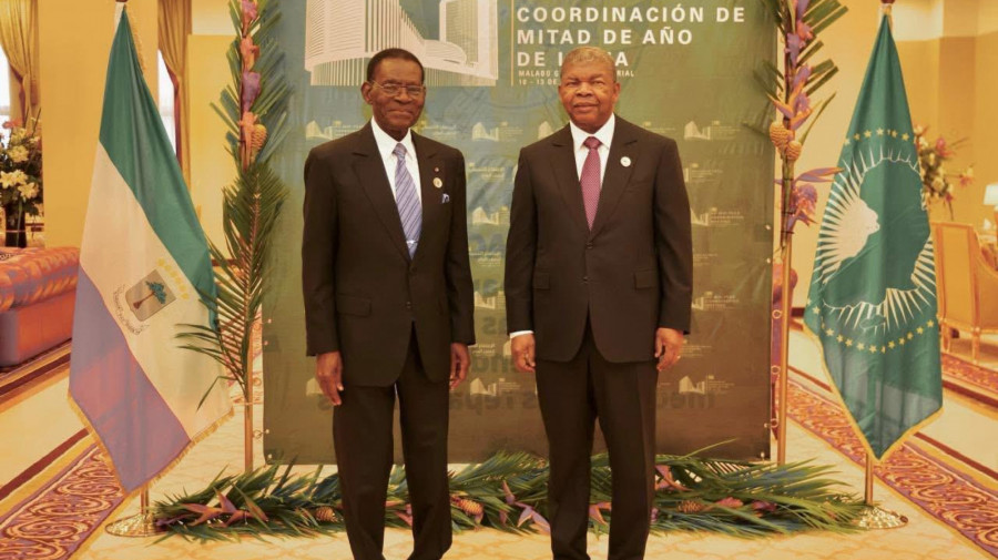 Presidente da União Africana, João Lourenço, e o seu homólogo da Guiné Equatorial, Teodoro Obiang Nguema