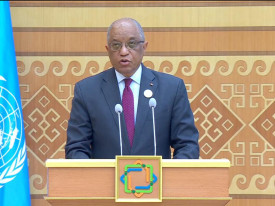 Representante permanente de Angola na ONU, Francisco da Cruz, discursa na reunião em Turquemenistão  - MIREX