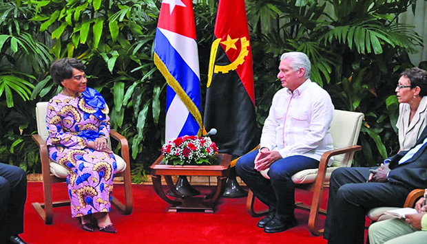 Presidente da Assembleia Nacional, Carolina Cerqueira, recebida pelo Chefe de Estado cubano, Miguel Diaz-Canel Bermúdez