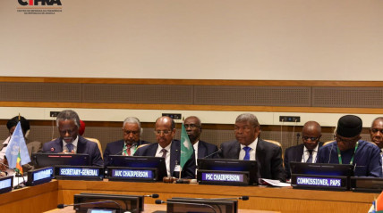 Presidente da República e em exercício da União Africana, João Lourenço, na reunião do Conselho de Paz e Segurança da organização continental - CIPRA