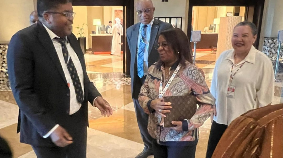 Ministra de Estado para a &Aacute;rea Social, Maria do Ros&aacute;rio Bragan&ccedil;a, &agrave; sua chegada a Doha (Qatar)