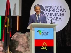 Ministro dos Recursos Minerais, Petr&oacute;leo e G&aacute;s, Diamantino Azevedo, discursa na Confer&ecirc;ncia Internacional sobre Minera&ccedil;&atilde;o em &Aacute;frica - Cedida