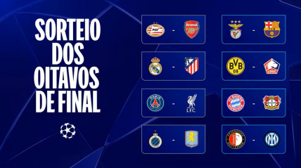 Sorteio dos oitavos de final da Liga europeia de futebol  - DR
