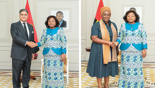 Vice-Presidente da Rep&uacute;blica, Esperan&ccedil;a da Costa, recebeu coordenadora residente das Na&ccedil;&otilde;es Unidas, Amanda Mukwashi, e embaixador do Reino Unido em Angola, Bharat Joshi