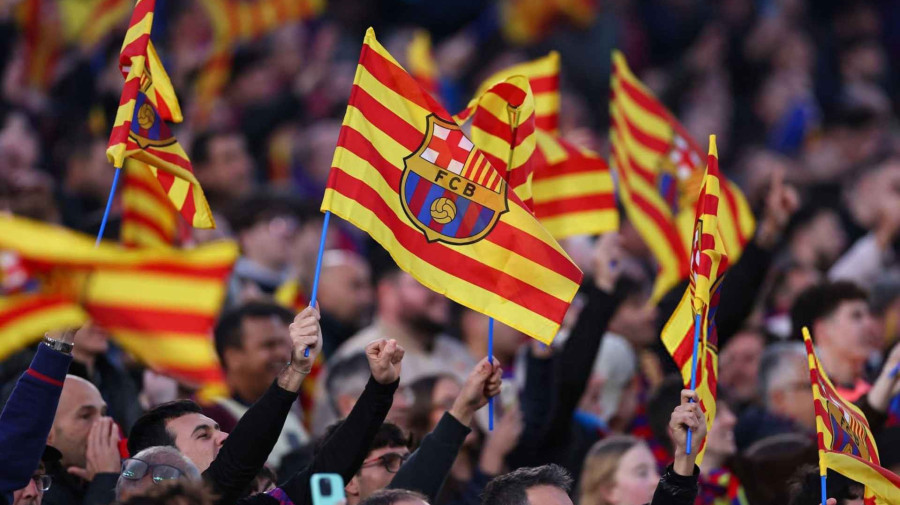 Adeptos do Barcelona festejam o t&iacute;tulo 