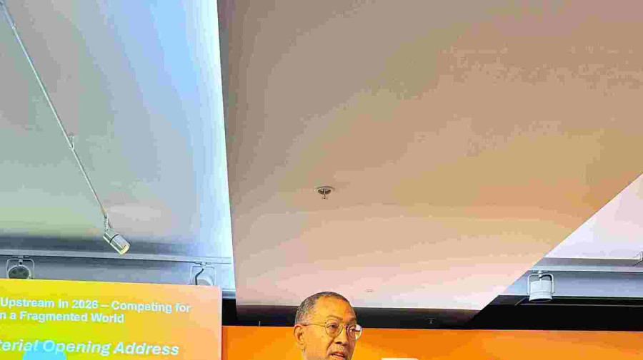 Ministro dos Recursos Minerais, Petr&oacute;leo e G&aacute;s, Diamantino Azevedo, discursa na Cimeira de Energias de &Aacute;frica, realizada no Reino Unido