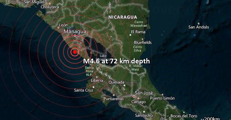 Terramoto de magnitude 4,8 atinge regi&atilde;o do Pac&iacute;fico da Nicar&aacute;gua