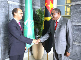 Secret&aacute;rio de Estado para a Coopera&ccedil;&atilde;o Internacional e Comunidades Angolanas, Domingos Vieira Lopes, , reuniu-se com embaixador indiano em Angola, Vidhu Nair - MIREX