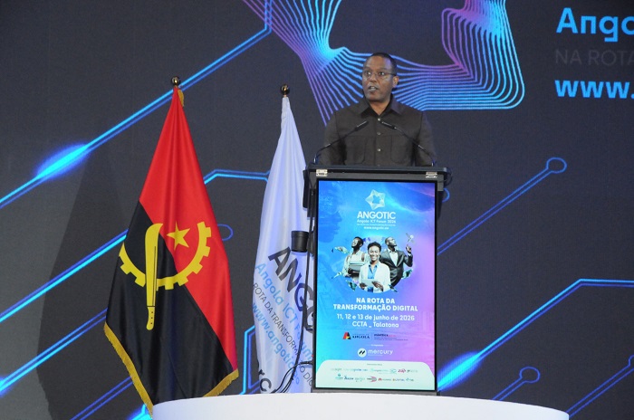 Ministro de Estado para a Coordena&ccedil;&atilde;o Econ&oacute;mica, Jos&eacute; de Lima Massano, discursa no encerramento da sexta edi&ccedil;&atilde;o do ANGOTIC 2026