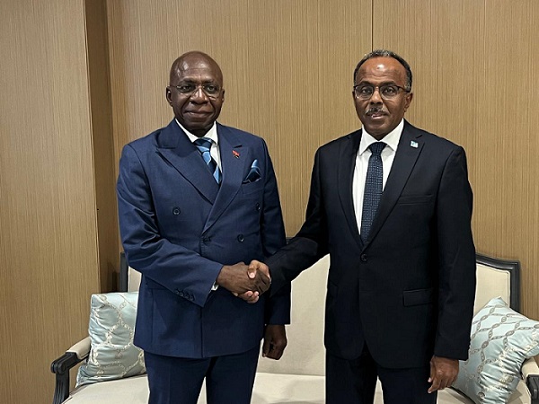Ministro das Rela&ccedil;&otilde;es Exteriores, Tet&eacute; Ant&oacute;nio, reuniu-se com ministro de Estado para os Assuntos Externos da Som&aacute;lia, Ali Mohamed Omar, em Lom&eacute; (Togo)
