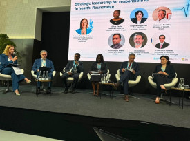 Ministra da Sa&uacute;de, S&iacute;lvia Lutucuta (centro), participa, em Lisboa, numa reuni&atilde;o sobre futuro da sa&uacute;de digital - Cedida