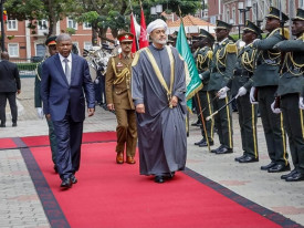 Sult&atilde;o de Om&atilde;, Sua Majestade Haitham Bin Tarik Al Said, acompanhado do Presidente da Rep&uacute;blica, Jo&atilde;o Louren&ccedil;o, no Pal&aacute;cio Presidencial, em Luanda - CIPRA