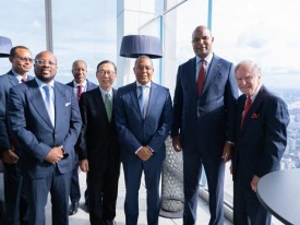 Ministro de Estado Jos&eacute; de Lima Massano (3&ordm; dir.) e Presidente de Mo&ccedil;ambique, Daniel Chapo (2&ordm; dir.) entre os participantes no Forbes &Aacute;frica Day - DR