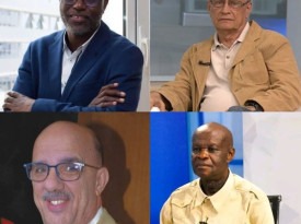 Especialistas S&eacute;rgio Calundungo, Jonuel Gon&ccedil;alves, M&aacute;rio Pires e Jo&atilde;o Gon&ccedil;alves que participaram no programa informativo "Girassol Debate", da televis&atilde;o Rede Girassol - Nunes Hebo