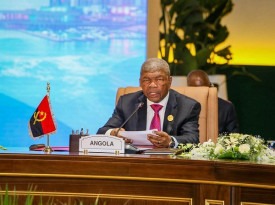 Presidente da Rep&uacute;blica e do Comit&eacute; de Orienta&ccedil;&atilde;o dos Chefes de Estado e de Governo da AUDA-NEPAD, Jo&atilde;o Louren&ccedil;o, discursa no encerramento da Cimeira dos Membros Fundadores da NEPAD - CIPRA