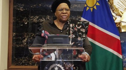 Presidente da Nam&iacute;bia, Netumbo Nandi-Ndaitwah, em declara&ccedil;&otilde;es &agrave; imprensa, em Luanda