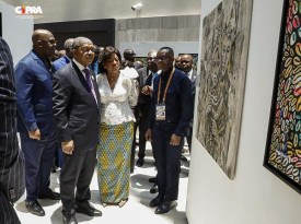Presidente da Rep&uacute;blica, Jo&atilde;o Louren&ccedil;o, visita exposi&ccedil;&atilde;o de artes pl&aacute;sticas, no quadro da Bienal de Luanda, no Pal&aacute;cio de Conven&ccedil;&otilde;es - CIPRA